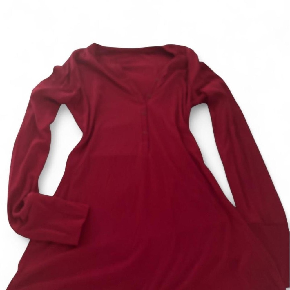 Red Long Sleeve Romper Size Large Soft Lounge Romper Button Front